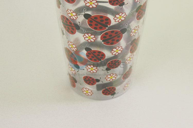 Cute Cartoon Coccinella Septempunctata Pattern Water Cup Tea Cup Plastic Cup with Black Straw