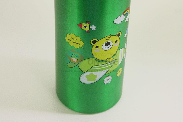 Top Selling Green Color Cartoon Bear Simple Style Sports Water Bottle Mug Cup Flask