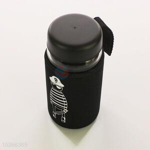 Creative Water Cup Sports Bottle Black Color Cartoon Boy Pattern Cup Cover Glass Water Cup
