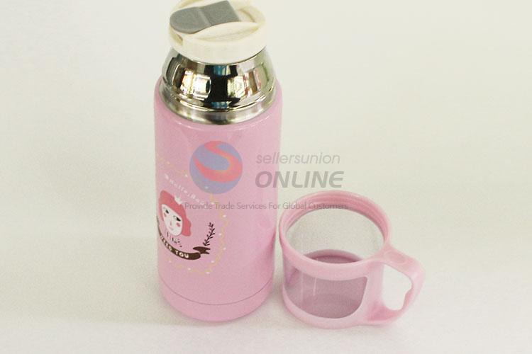 Hot Sale Pink Color Cartoon Girl Pattern 201 Stainless Steel Vacuum Cup Portable Water Bottles