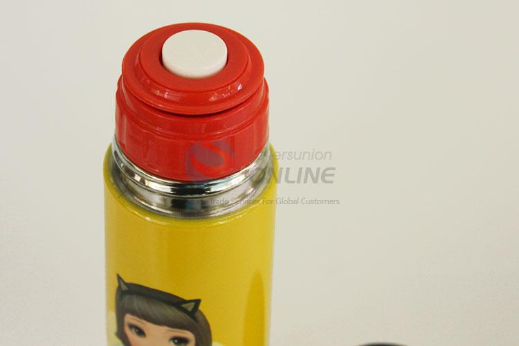 Top Quality Yellow Color Cartoon Girl Pattern 304 Stainless Steel Vacuum Cup Portable Water Bottles