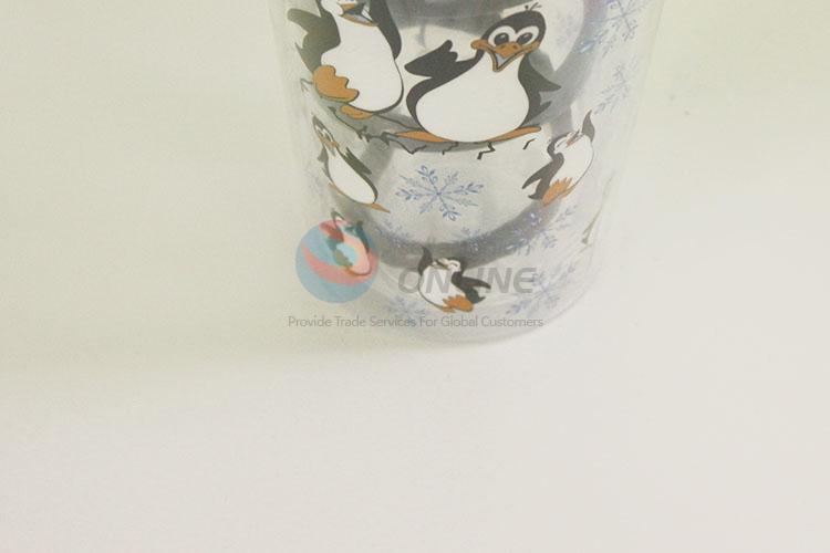 Latest Design Cartoon Penguin Pattern Water Cup Tea Cup Plastic Cup with Black Straw