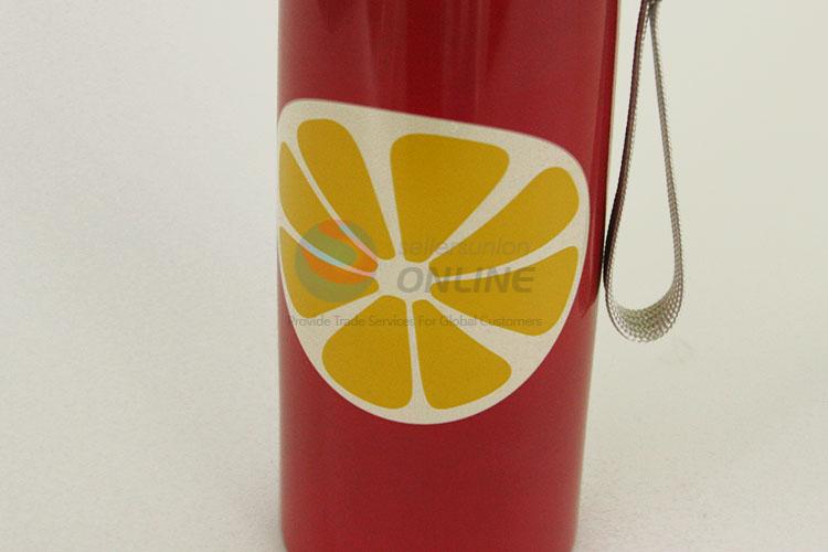 Best Selling Red Color Lemon Pattern 304 Stainless Steel Vacuum Cup Portable Water Bottles