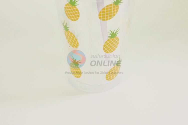 Plastic Cup with Straw High Temperature Cup Water Plastic Transparent Portable Pineapple Cream Drinking Bottle