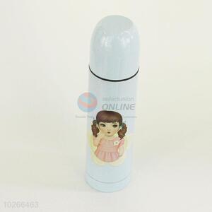 Portable Sky Blue Color Cartoon Girl Pattern Portable Water Bottle Water Cup/304 Stainless Steel Vacuum Cup
