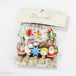 Cartoon Christmas Decoration Wood Clip Photo Paper Craft Clips