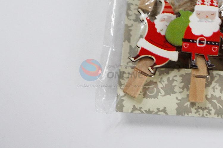 Photo Paper Clothing Craft Clips Party Santa Claus Shaped Clip with Hemp Rope