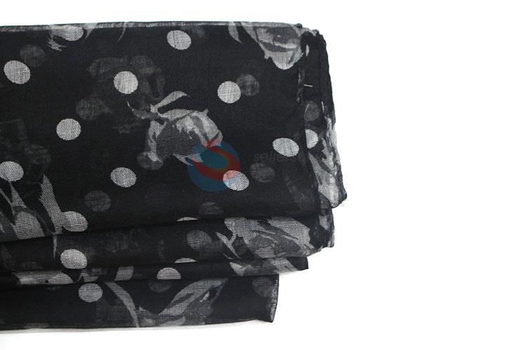 Best Selling Dot Pattern Black Voile Scarf for Women