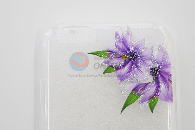 Hot Sale Purple Flower Printed Acrylic Mobile Phone Shell for iphone