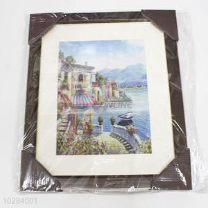 Low Price Village Scenery White Frame Cat Pattern Wall Painting Crafts