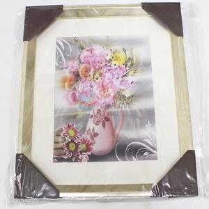 Exiqusite Pink Color Flowers Pattern Wall Painting Crafts with Frame