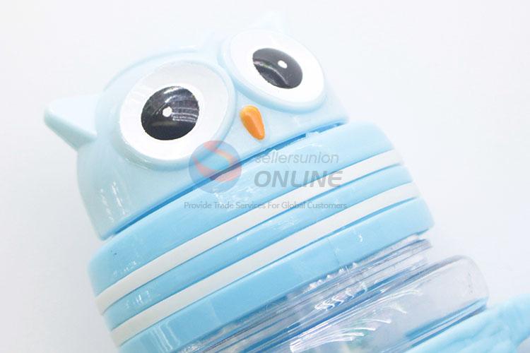 Cute Owl Shape Straw Bottle Plastic Baby Water Bottle With Handle