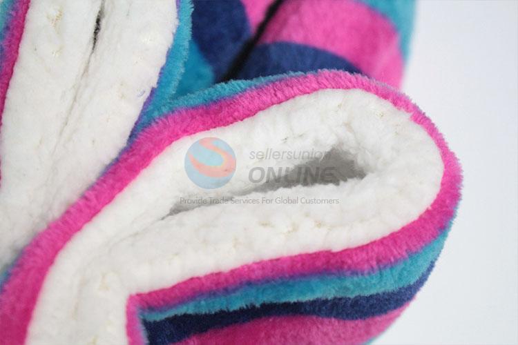 Lowest price thick stripe indoor plush shoes