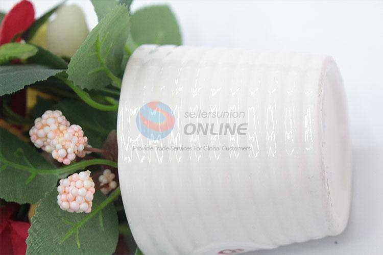 Best selling artificial rose with spiral grain flowerpot