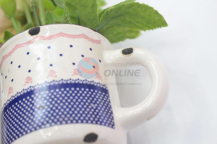 Top selling cup shaped flowerpot artificial tea rose