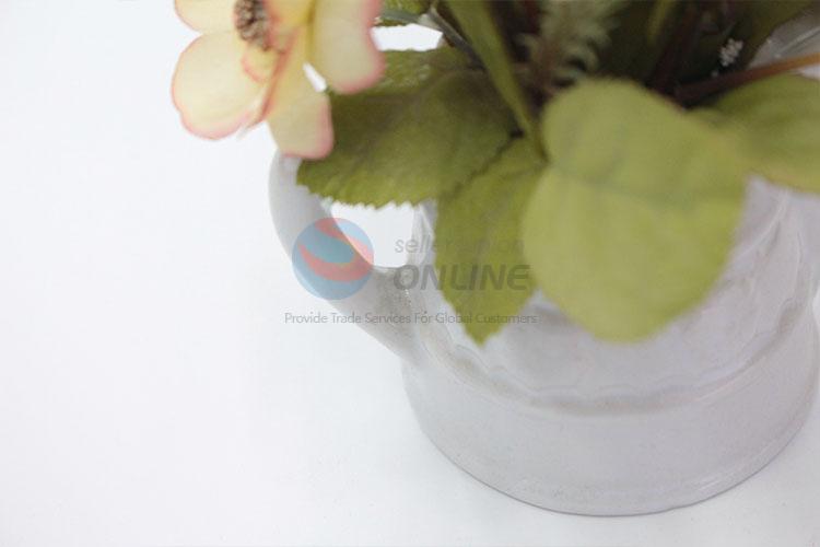 Customized mini teapot shaped flowerpot for artificial flower