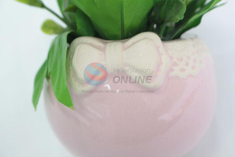 Suitable price cute bowknot pattern artificial potted plant fake flower