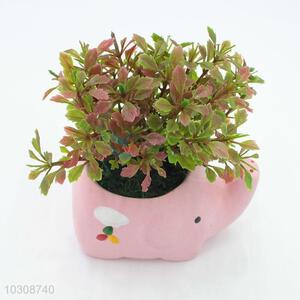 Fancy cheap top sale  artificial flower miniascape with elephant shaped flowerpot