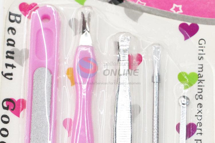 Promotional Gift Beauty Set Cuticle Pusher/ Eyebrow Tweezers/ Nail File/ Earpick