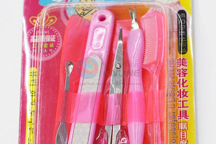 Girl Beauty Set Cuticle Pusher/ Eyebrow Scissors/ Nail File/ Comb/ Earpick for Sale