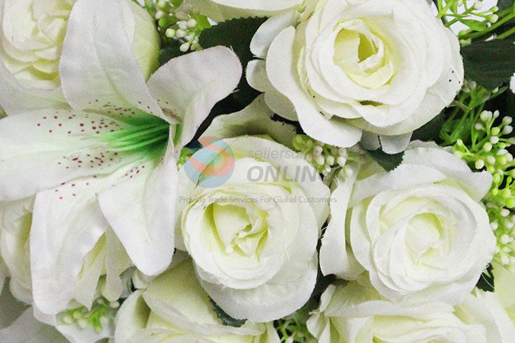 Home Artificial Flowers European Fall Vivid 18 Heads Rose and Lily