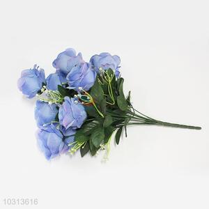 Blue Color 12 Heads Artificial Rose for Home Decoration