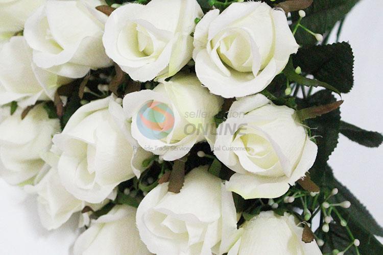 18 Heads White Fake Roses for Weeding Party