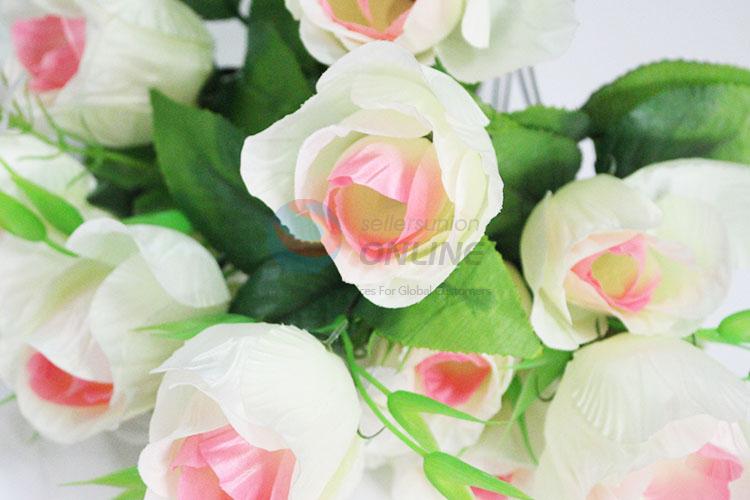 12 Heads White Rose Artificial Flowers for Wedding Decoration