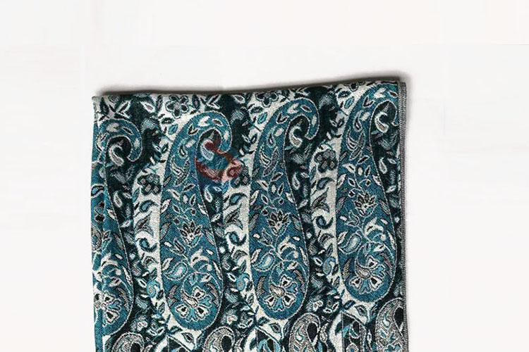 Blue Color 100% Cotton Jacquard Scarf