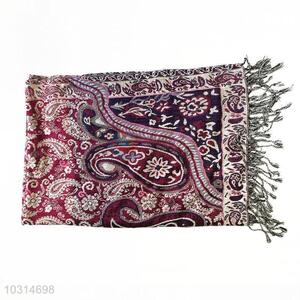 Newly Flower Pattern Soft 100% Cotton Jacquard Scarf