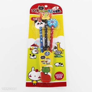 3Pieces Cartoon Pattern Pencil with Eraser