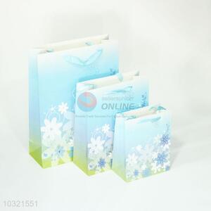 Promotional Wholesale Flower Pattern Blue Gift Bag for Sale