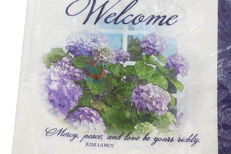 Beautiful Purple Flower Printed Square Paper Towel for Sale