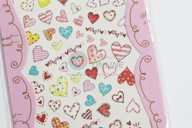 New style good cheap colorful loving heart shape nail sticker