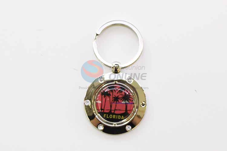 Florida Pattern Round Key Chain/Key Ring