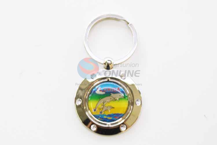 Dolphin Pattern Round Key Chain/Key Ring