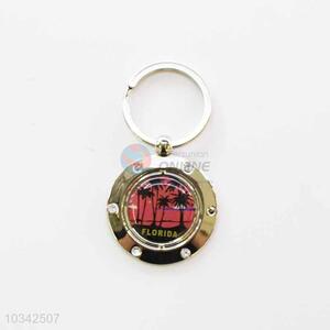 Florida Pattern Round Key Chain/Key Ring