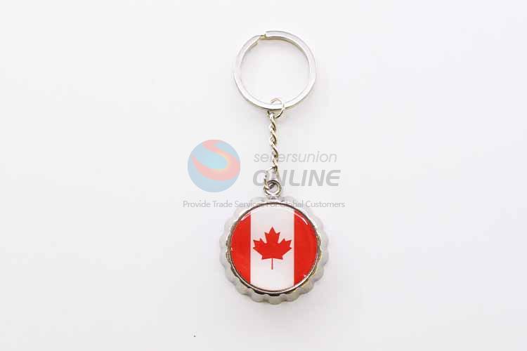 Canada Flag Pattern Round Key Chain/Key Ring