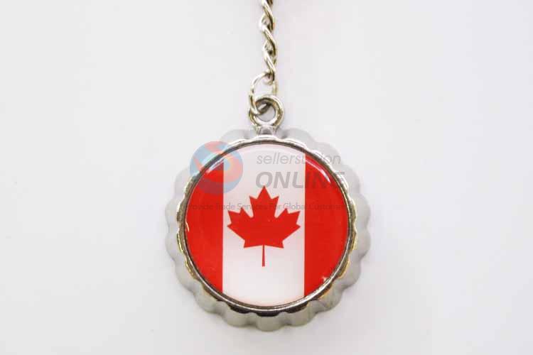 Canada Flag Pattern Round Key Chain/Key Ring