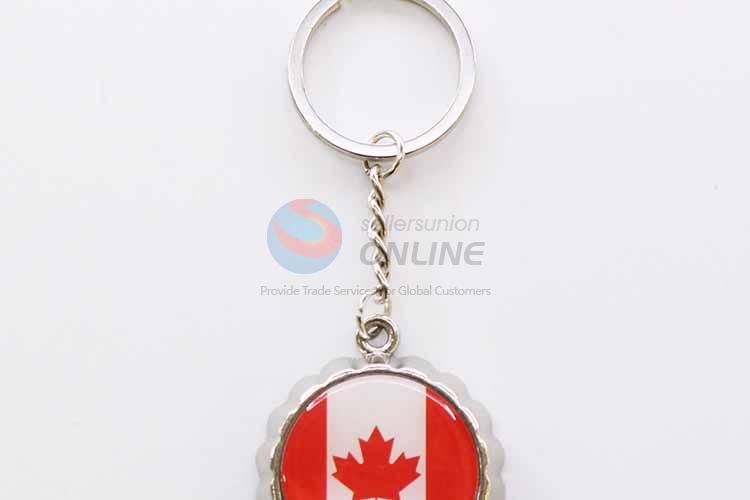 Canada Flag Pattern Round Key Chain/Key Ring