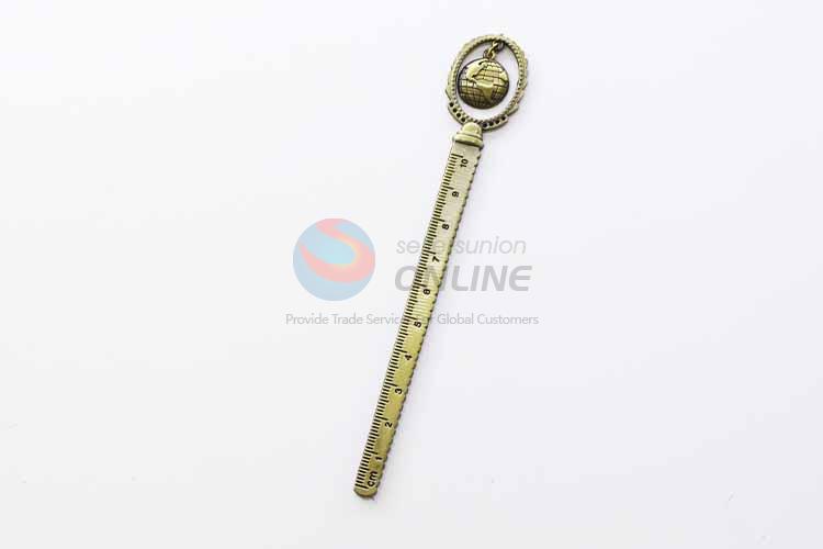 Zinc Alloy Ruler Bookmark with Earth Charm