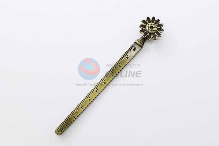 Zinc Alloy Ruler Bookmark with Sunflower Charm