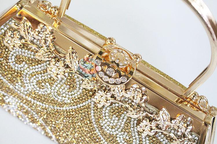 Trendy pearl rhinestone evening clutch bag handbag