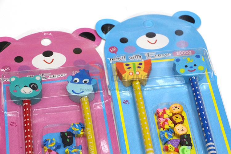 Good Quality Cartoon Pen and Rubber/Eraser Set for Student