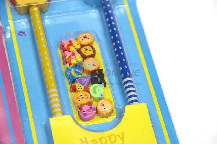 Good Quality Cartoon Pen and Rubber/Eraser Set for Student