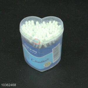 Low price 100pcs heart shape box wooden handle cotton swabs