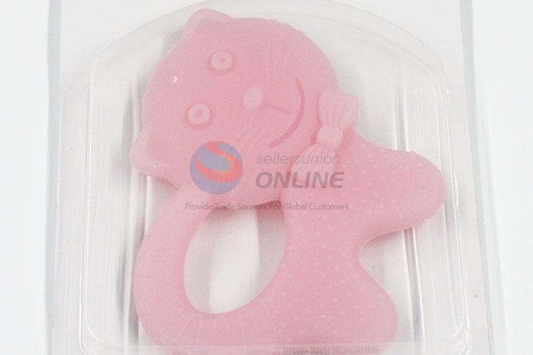 Food grade silicone beads cute cat teething rings soft toy for baby