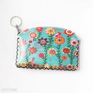 Cheap high quality colorful flower pattern pu coin purse