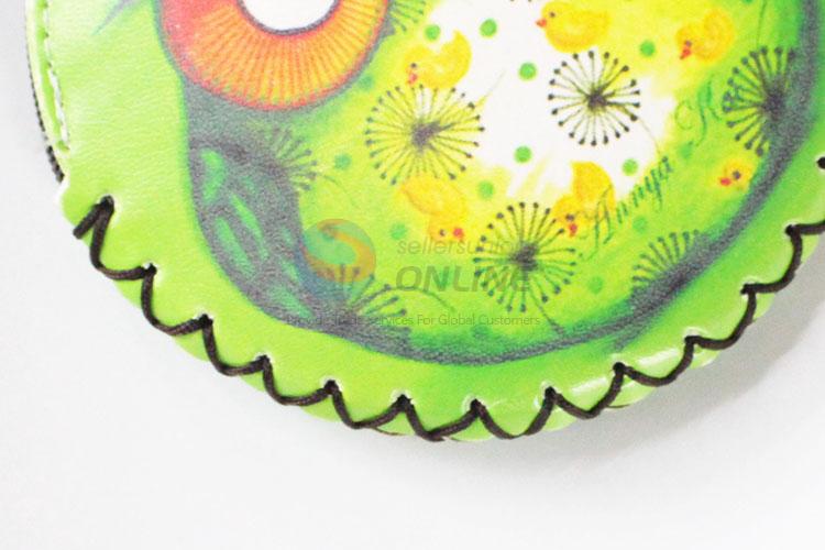 Wholesale top quality green owl pattern pu coin purse