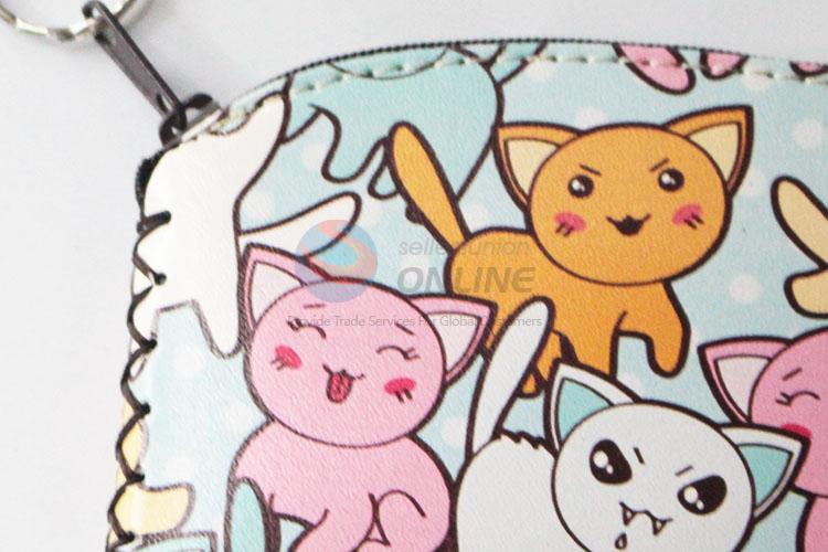 Low price best colorful cat pattern pu coin purse